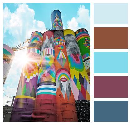 Colorful Saginaw Painted Silos Image